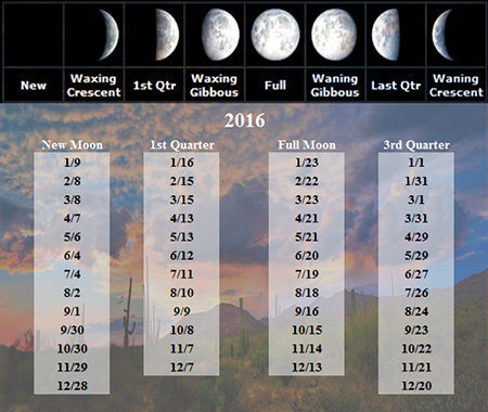 2016 New Moon Phases