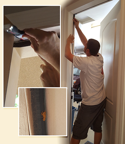 collage of scorpion exterior door sealing in Arizona with weather stripping