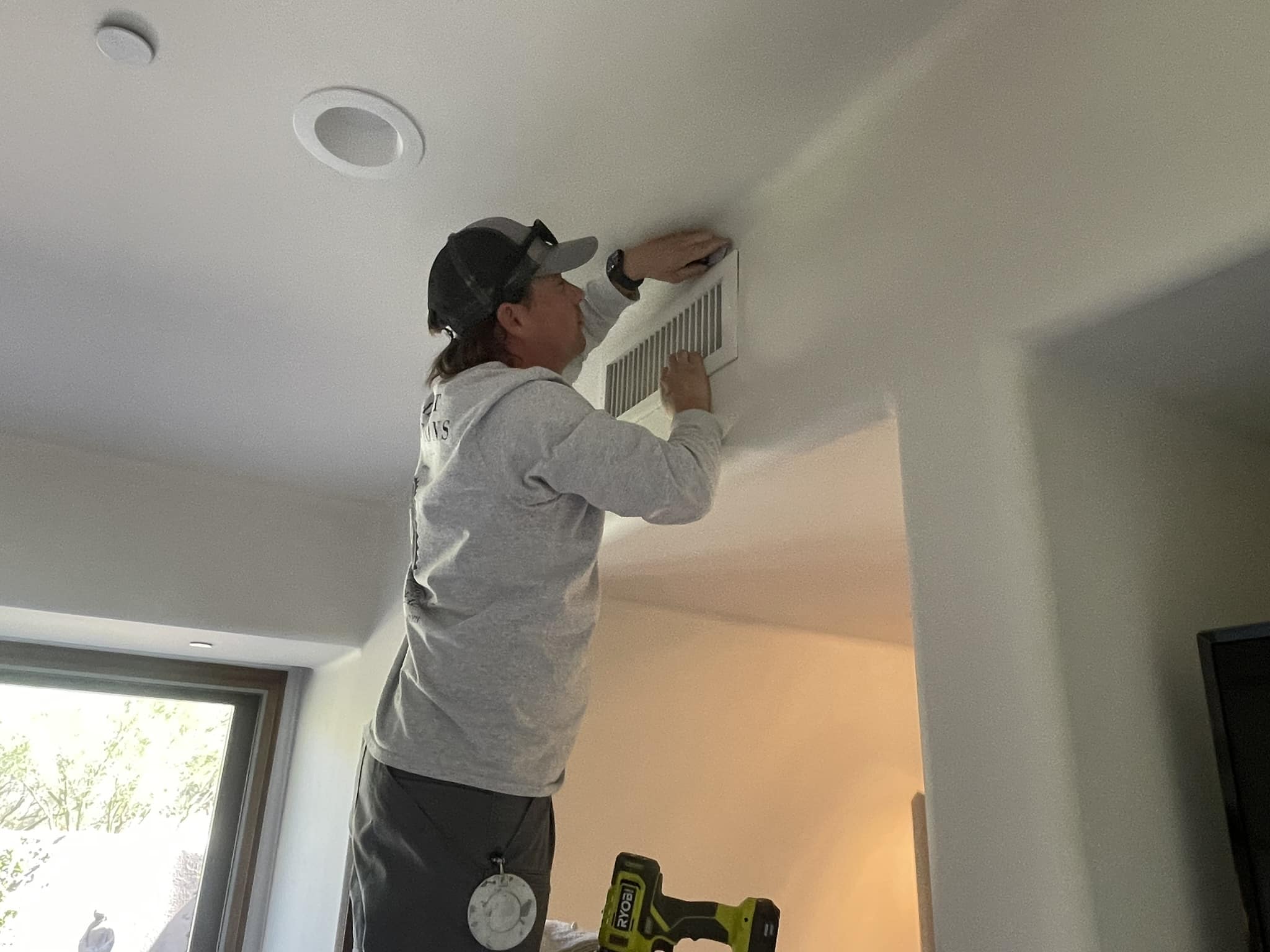 True scorpion control sealing an air vent to prevent Micro Air Leaks that allow airflow and scorpions to pass through hidden structural gaps in the home