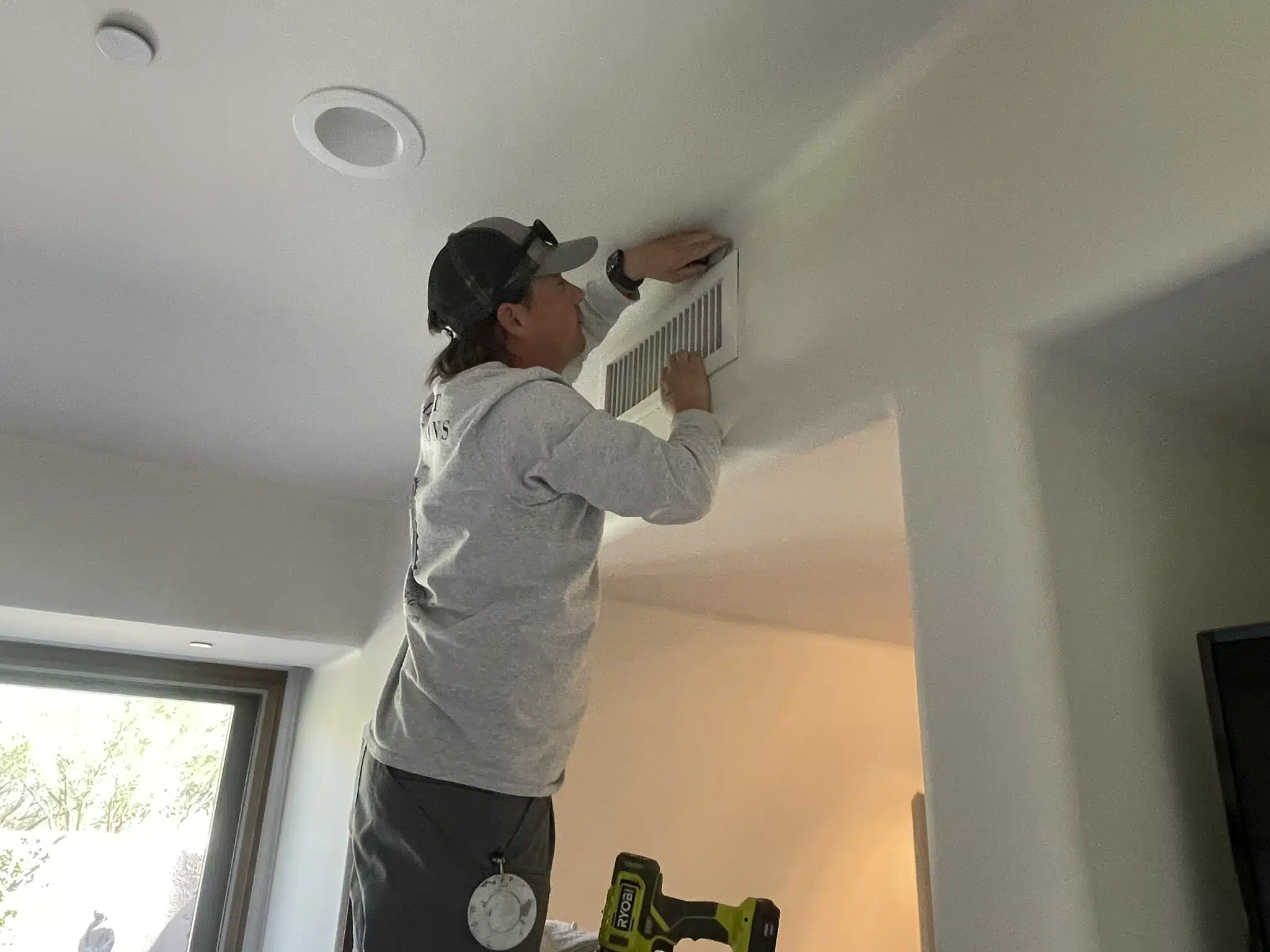 True scorpion control sealing an air vent to prevent Micro Air Leaks that allow airflow and scorpions to pass through hidden structural gaps in the home