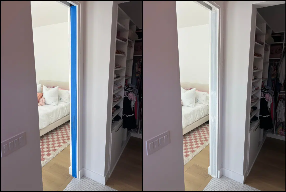 Door frame sealing comparison showing gaps where scorpions enter homes