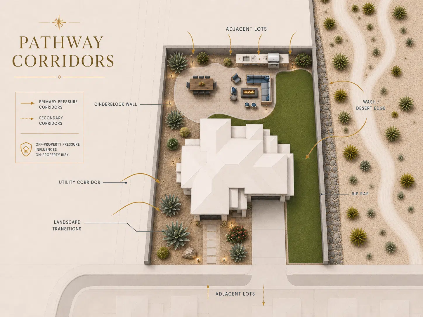 Scorpion Pathway Corridors Around Desert Home