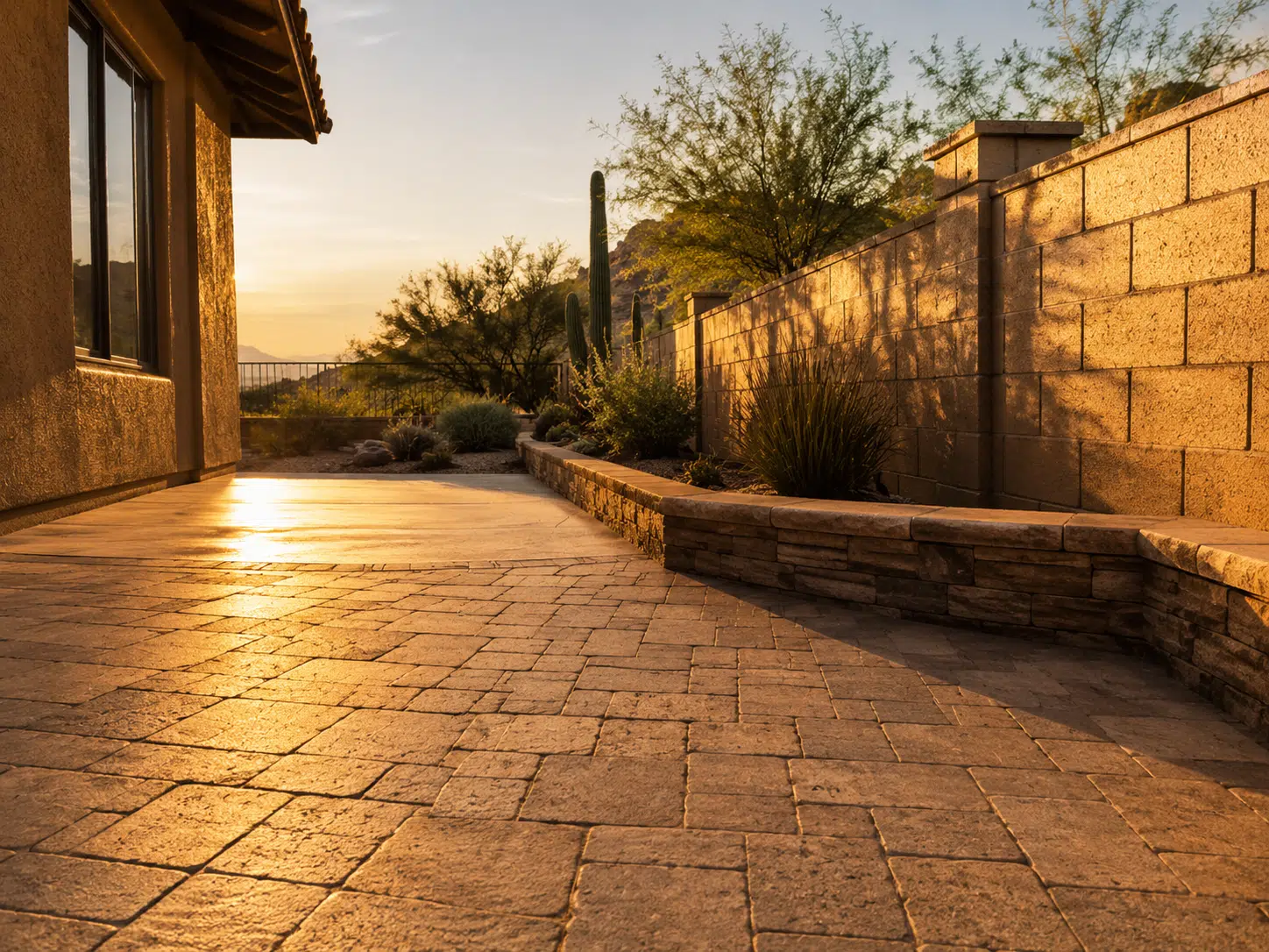 Arizona patio showing heat effects on surfaces affecting scorpion control